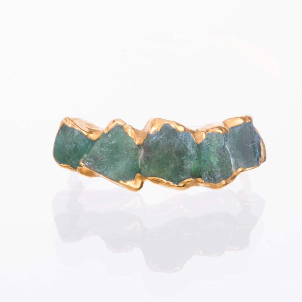Emerald Eternity Ring Gold Ring Raw Emerald Ring Emerald Raw Stacking Ring